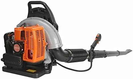 Backpack Leaf Blower 665 CFM Leaf Blower Gas Blower Electric Gas Leaf Blower for Lawn Care 1.7L Fuel Tank Leaf Blower 2-Stroke Engine Multi-Purpose 63CC High Strength Snow Blower (Orange)