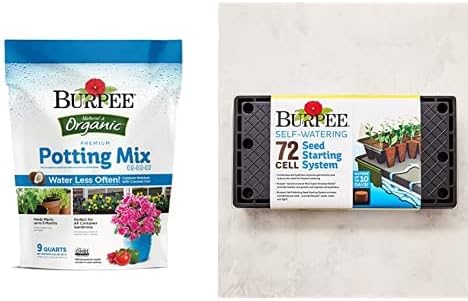 Burpee Natural Organic Potting Mix and Self-Watering Seed Starter Tray (72 Cells) Bundle