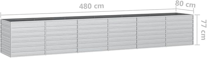Garden Beds Outdoor Planter Cages Boxes Herb Garden Raised Bed 189x31.5x30.3 Galvanized Steel Silver for Garden Outdoor Lawn Patio Flower Planters Metal Trough