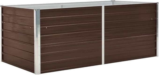63x63x17.7 Brown Galvanized Steel Raised Garden Bed Easy Assembly Rectangular Planter for Patio Yard