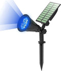 Solar Landscape Lights 4 LED Solar Spotlights 2 in 1 Security Light Solar Lights Outdoor Waterproof for TreePatioYard (Blue)