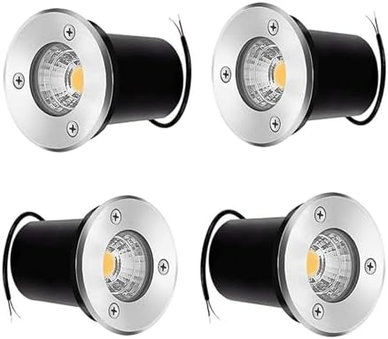 4-Pack 12V COB Recessed LED Spotlights Waterproof Round Garden Floor Lights Low Voltage Landscape Lighting for Patios Lawns Driveways &amp Decks (Warm White)