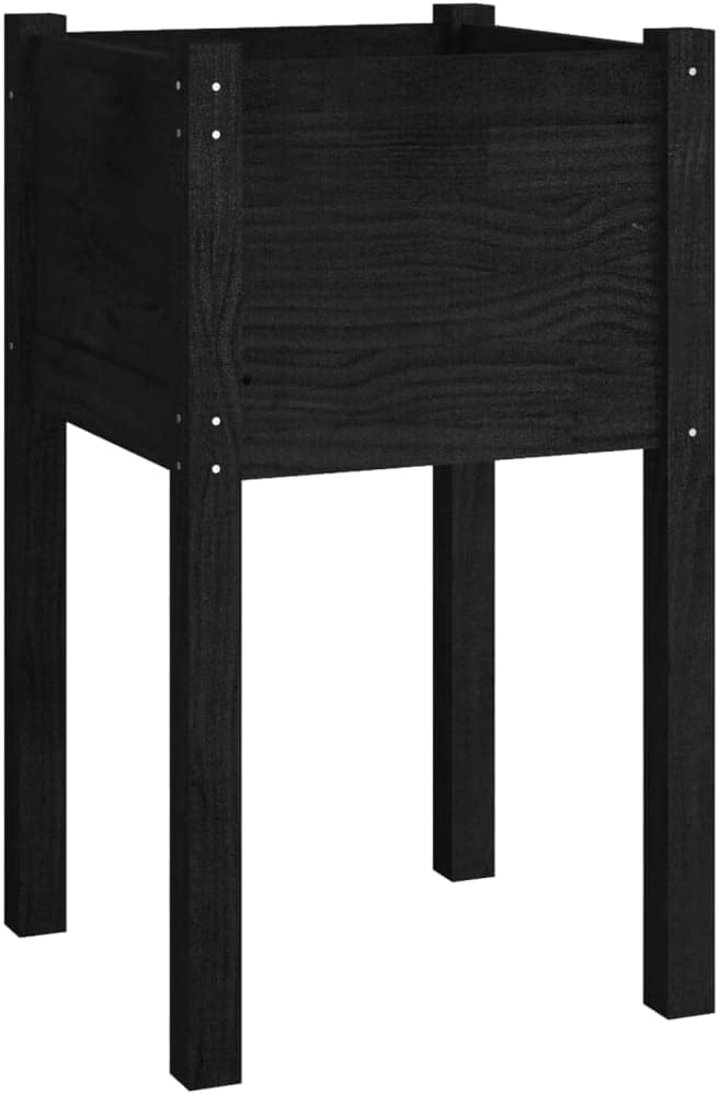 Garden Planter Gardening Box Planter Boxes Horse Trough planters Raised Flower Bed Suitable for Orchard Corridor Nursery Courtyard Black 15.7x15.7x27.6 Solid Wood Pine