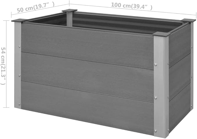 SKM Garden Raised Bed WPC 100x50x54 cm Grey (Weight-26KG)