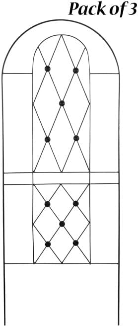 American GardenWorks Button Trellises Black 64.5 H 3 Pack – Steel Garden Trellises with Diamond Lattice &amp Button Motif – Durable Outdoor Trellis for Climbing Plants Roses Clematis &amp More