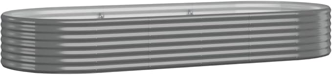 Round Galvanized Steel Garden Raised Bed Powder-Coated Steel Planter Boxes Vegetable Planter for Vegetables Flowers 98x39.4x14.2 Gray