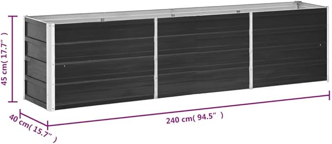 Garden Raised PlanterGarden BedGalvanized Raised Garden BedPlanter Raised bedsGalvanized PlanterFlower BedBed Galvanized Steel 94.5x15.7x17.7 Anthracite
