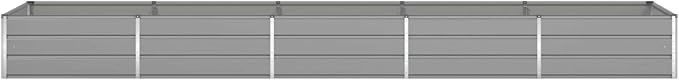 Galvanised Steel Raised Garden Bed Metal Planter Box for Outdoor Plants Vegetable Herb 188.98x39.37x17.72 Light Gray-827