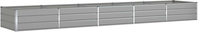 Galvanised Steel Raised Garden Bed Metal Planter Box for Outdoor Plants Vegetable Herb 188.98x39.37x17.72 Light Gray-827
