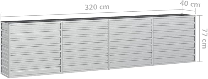 SKM Garden Raised Bed Silver Galvanized Steel Large Garden Raised BedSilver (Weight 39.07KG)