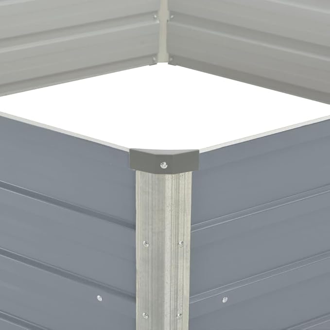 Large Galvanized Steel Plant Bed - 50.8 Metal Outdoor Flower Box for Gardening Herbs and Vegetable Planting Gray Finish