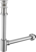 RANDOM Brushed Nickel Brass Bottle P Trap with Pop Up Drain Stopper With Overflow11.81″ Slip Joint Extension Tube Adjustable Bathroom Basin Sink Drain Kit 1 1/4.RD83888BN-L-S6