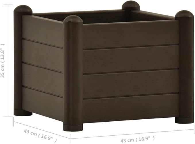 Garden Raised Bed PP Mocha 16.9x16.9x13.8