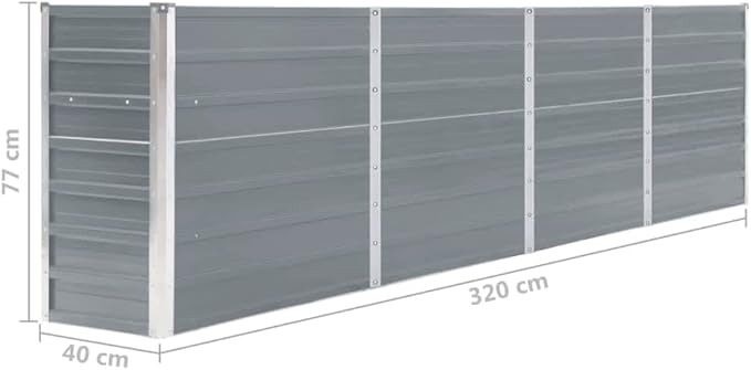 SKM Raised Garden Bed 126x15.7x30.3 Galvanised Steel Gray