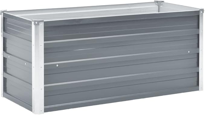 SKM Garden Raised Bed Galvanized Steel 39.4x15.7x17.7 Gray-48541026