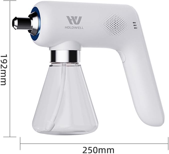 Ozone Disinfectant Fogger Machine O3 Generator Removable Nozzle Air/Odor Clean Handheld Cordless Electric Nano Sanitizer Spray Gun for Touchless Sanitization Deodorate (White)
