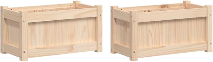 Garden Planters 2 pcs Raised Garden Bed Planter Boxes Outdoor Suitable for Backyard Restaurants Flowers Patios Solid Wood Pine