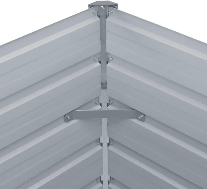 Grey Galvanized Steel Raised Garden Bed 157.5 x 31.5 x 30.3 in Outdoor Planter Box for Vegetables Flowers Herbs Easy Assembly