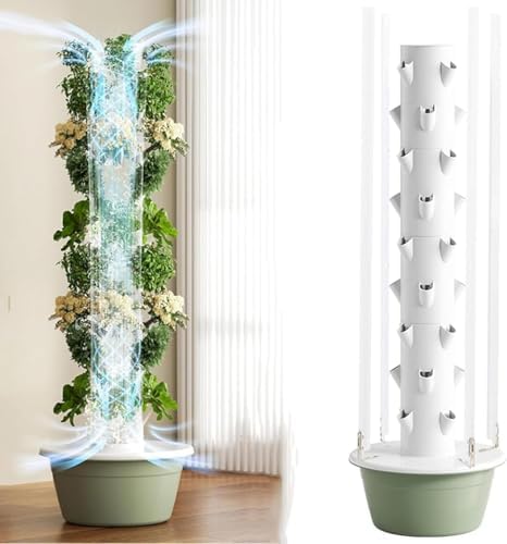 Automated Hydroponics Tower Garden System with LED Grow Lights 9-Layer Indoor Growing Kit for Herbs &amp Vegetables Complete Hydroponic Growing Solution