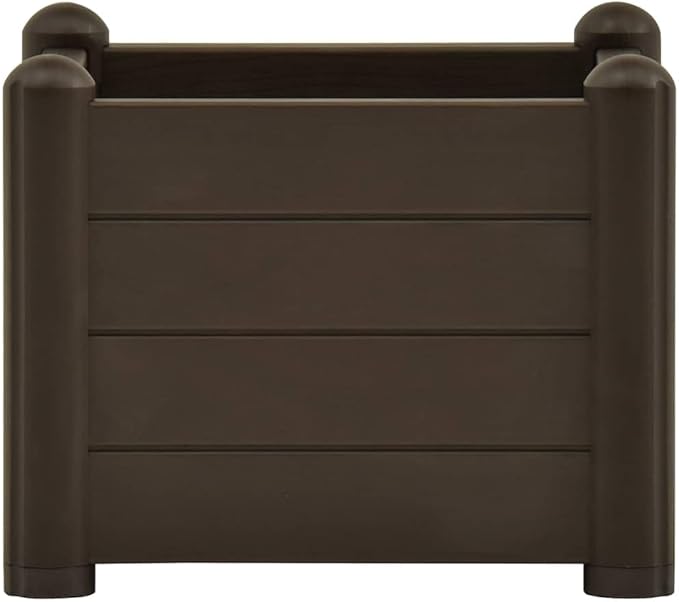 Square 16.9 in Mocha Raised Garden Bed for Herbs Veggies and Flowers Matte Polypropylene Planter Box Weatherproof for Patio Balcony Indoor Outdoor Use
