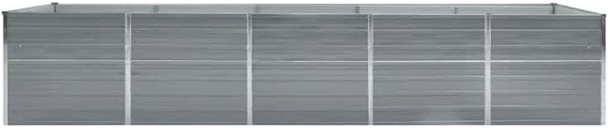 Grey Galvanized Steel Raised Garden Bed 157.5 x 31.5 x 30.3 in Outdoor Planter Box for Vegetables Flowers Herbs Easy Assembly