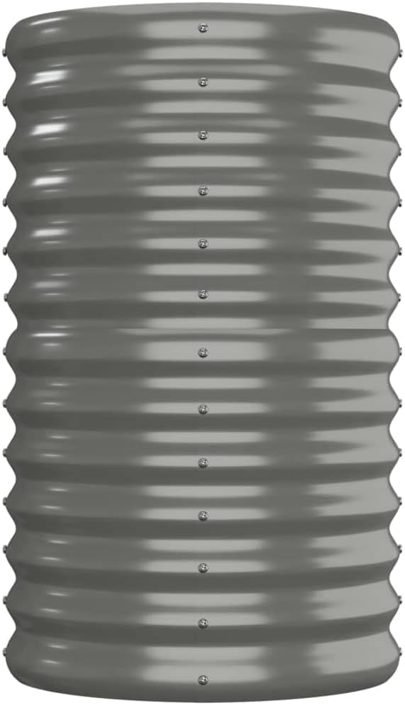 YAFF Large Grey Oval Garden Raised Bed - Powder-Coated Steel Planter Box 59.8 x 59.8 x 26.8 in for Outdoor Gardening - Perfect for Vegetables Herbs and Flowers
