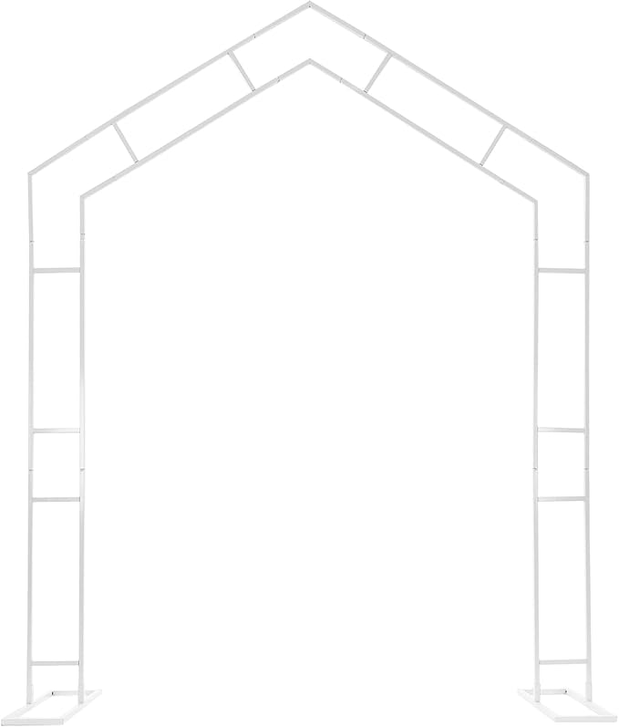 Arch Backdrop Stand A-Shape Wedding Arch Trellis Wedding Flower Frame for Garden Decorations Outdoor Party Decorations 6.56 * 7.87FT (White)