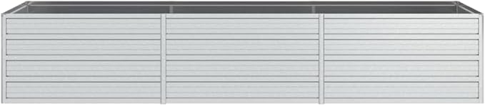 Galvanized Steel Garden Raised Bed Large Outdoor Planter Box with Open Bottom Metal Raised Planter Bed for Vegetables Flowers 94.5x31.5x17.7 Silver-242