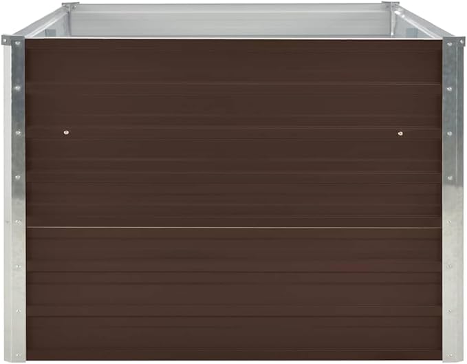 63x63x17.7 Brown Galvanized Steel Raised Garden Bed Easy Assembly Rectangular Planter for Patio Yard