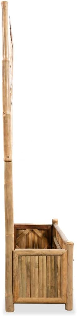Garden Raised Bed Natural Bamboo 27.6x11.8x53.1 inch Outdoor Planter with Trellis for Climbing Plants Patio Deck Balcony