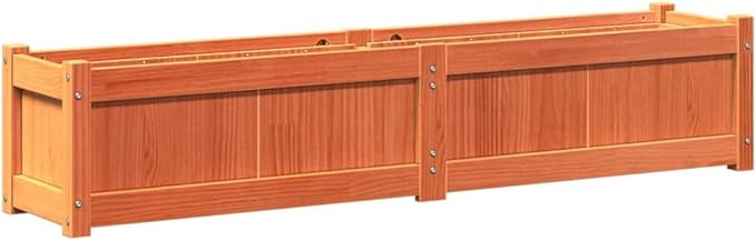 2pcs Wooden Garden Planter Box Outdoor Flower Box Wood Flower Boxes for Outdoor Plants Raised Garden Bed Planter Box Wax Brown Solid Wood Pine-288