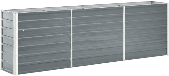 Outdoor Garden Raised Bed Galvanized Steel Metal Outdoor Garden Raised Planter Box for Flowers Vegetables Fruits Herbs Gray 94.5x15.7x30.3