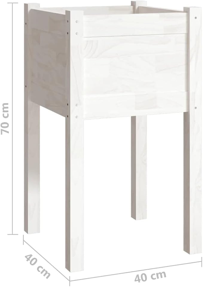 2pcs Wooden Garden Planter Box Stand with Legs Outdoor Raised Garden Bed Garden Yard Wood Box for Vegetables Flowers Herbs White 15.7x15.7x27.6 Solid Wood Pine