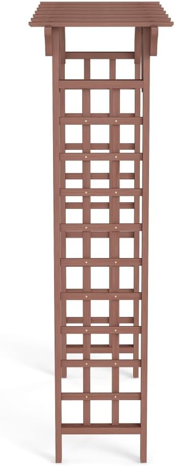 Wooden Garden Arbor Trellis Brown Fir Wood Outdoor Pergola Arch with Lattice Panels 85x63x26 Inch for Wedding Ceremony Plant Climbing Backyard Decor