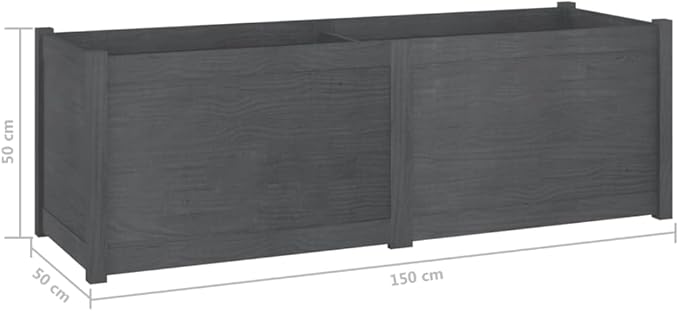 Grey Pinewood Garden Bed for Landscape Raised Walls on Patio - Welded Wire Mesh Basket Fencing 59.1 in x 19.7 in x 19.7 in