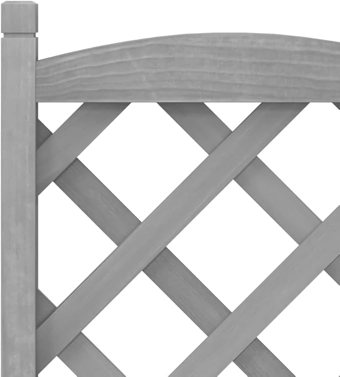 Solid Wood Garden Planter with Trellis Wood Raised Garden Bed Planter with Trellis Outdoor Garden Box for Climbing Plants Gray Solid Wood Fir-763