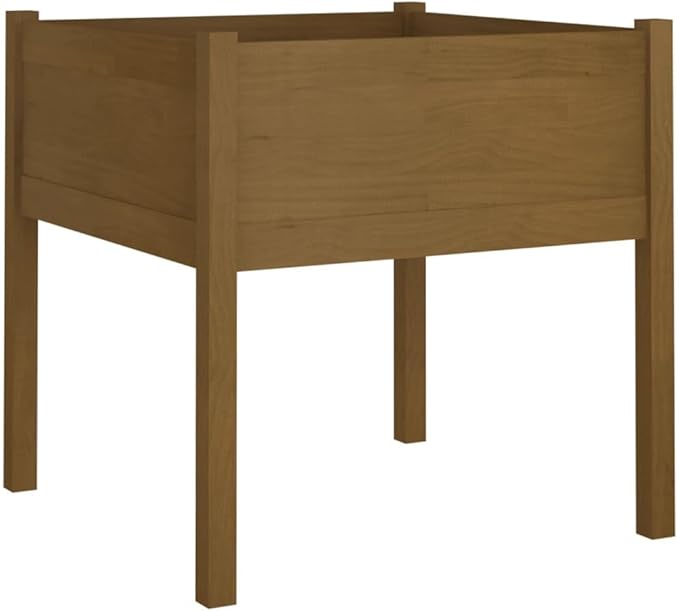 2pcs Wooden Garden Planter Box Stand with Legs Outdoor Raised Garden Bed Garden Yard Wood Box for Vegetables Flowers Herbs Honey Brown 27.6x27.6x27.6 Solid Wood Pine