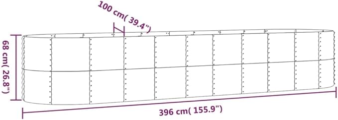 Garden Raised Bed Powder-Coated Steel 155.9x39.4x26.8 GrayWeight:55.12lbs319074
