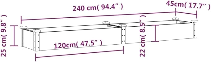 Large Garden Raised Bed Brown Solid Fir Wood Outdoor Planter for Vegetables Flowers Herbs 94.5x17.7x9.8 Inch Rectangular Garden Bed