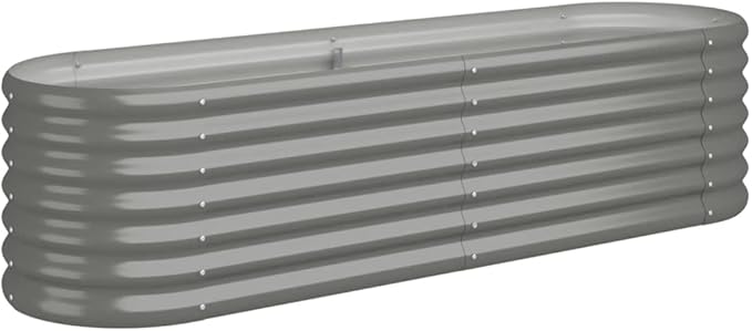 vidaXL Garden Raised Bed Raised Patio Bed Outdoor for Vegetables Planter for Outdoor Plants Planter Box Stand Powder-Coated Steel Gray