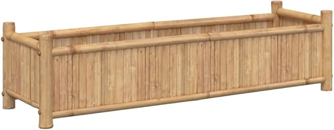 Bamboo Raised Planter Box 39.4x11.8x9.8 Large Outdoor Garden Bed with Elevated Design for Plants Vegetables Flowers on Patio Balcony Garden Decoration