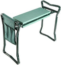 Foldable Garden Kneeler Seat with Kneeling Soft Cushion Pad Tools Pouch Portable Gardener Kneeling Bench Stool Black