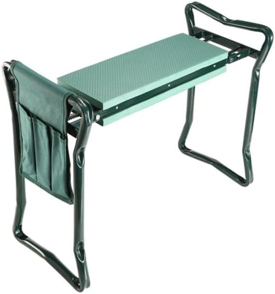 Foldable Garden Kneeler Seat with Kneeling Soft Cushion Pad Tools Pouch Portable Gardener Kneeling Bench Stool Black