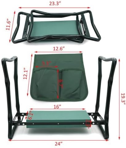 2 in 1 Upgraded Garden Kneeler and Seat with EVA Thicken &amp Widen Soft Kneeling PadHeavy Duty Foldable Gardener Stool with 2 Tool PouchesGardening Gifts for Women Mom Men Seniors Use