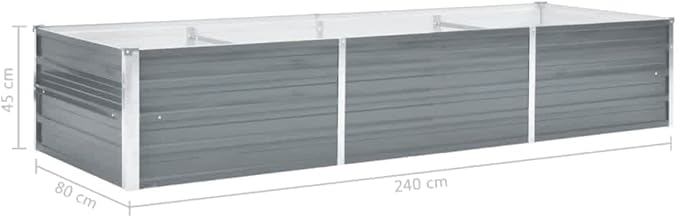 Garden PlanterOutdoor Plant BoxPatio Balcony Deck for Growing Flowers Vegetables Tomatoes and HerbsGarden Raised Bed Galvanized Steel 94.5x31.5x17.7 Gray