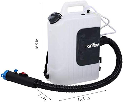 Grow1 Electric Backpack Fogger Machine ULV Atomizer Sprayer with Commercial Hose for Spraying Garden Greenhouse Indoor Outdoor Foggers 2.5 Gallon