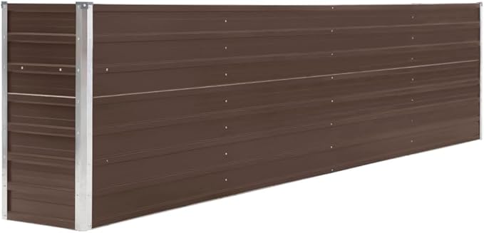 Outdoor Raised Garden Bed Deep Root Box Planter Galvanized Steel Planter Box for Planting Outdoor Plants Vegetables 126x15.7x30.3 Brown
