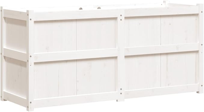 White Solid Pine Wood Garden Planter 59.1x19.7x27.6 inch Durable Rectangular Raised Garden Bed for Outdoor Plants Balcony Patio