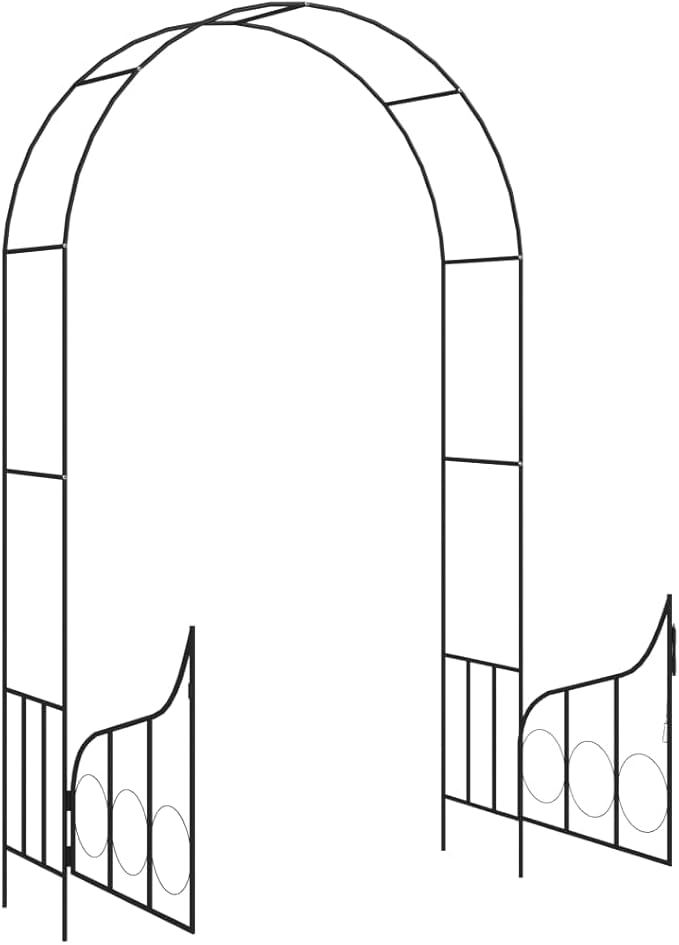 Garden Arch with Gate Arch TrellisGarden TrellisPlant TrellisIronWeather-Resistantfor Various Climbing Plant Wedding Garden Arch Bridal Party Decoration Wide ArborBlack54.3x15.7x93.7