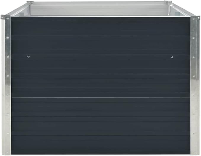 vidaXL Garden Raised Bed Galvanised Steel Rectangular Garden Planter for Flowers and Planters Raised Bed Weather-Resistant Anthracite 63x31.5x17.7